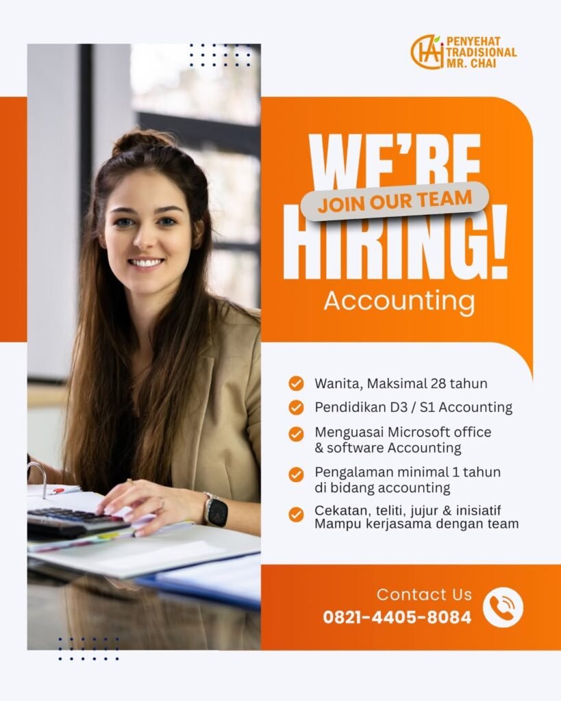 Lowongan Pekerjaan Accounting di Penyehat Tradisional Mr. Chai