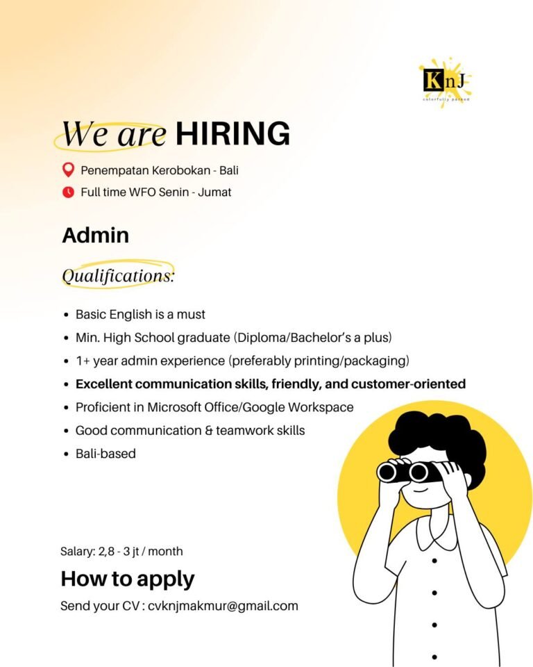 Lowongan Pekerjaan Admin di KnJ Kerobokan