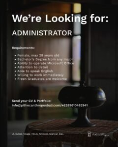 Lowongan Pekerjaan Administrator & Store Attendant di Pithecanthropus Bali