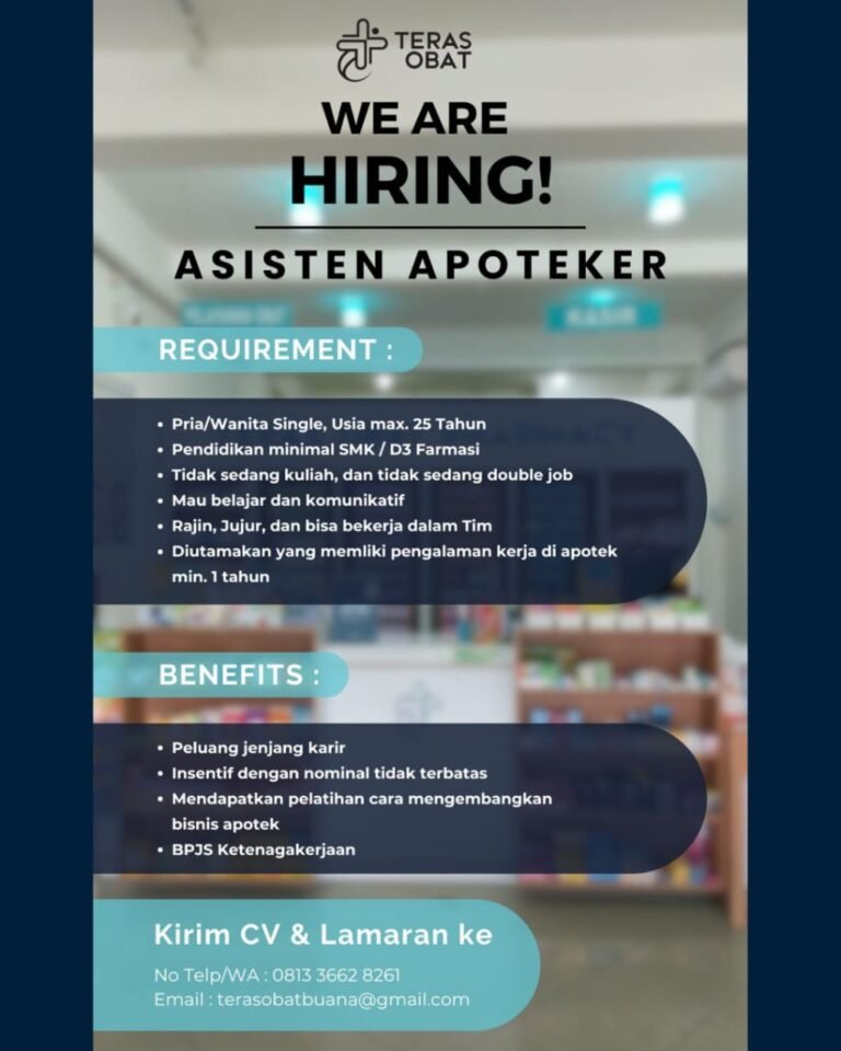 Lowongan Pekerjaan Asisten Apoteker di Teras Obat