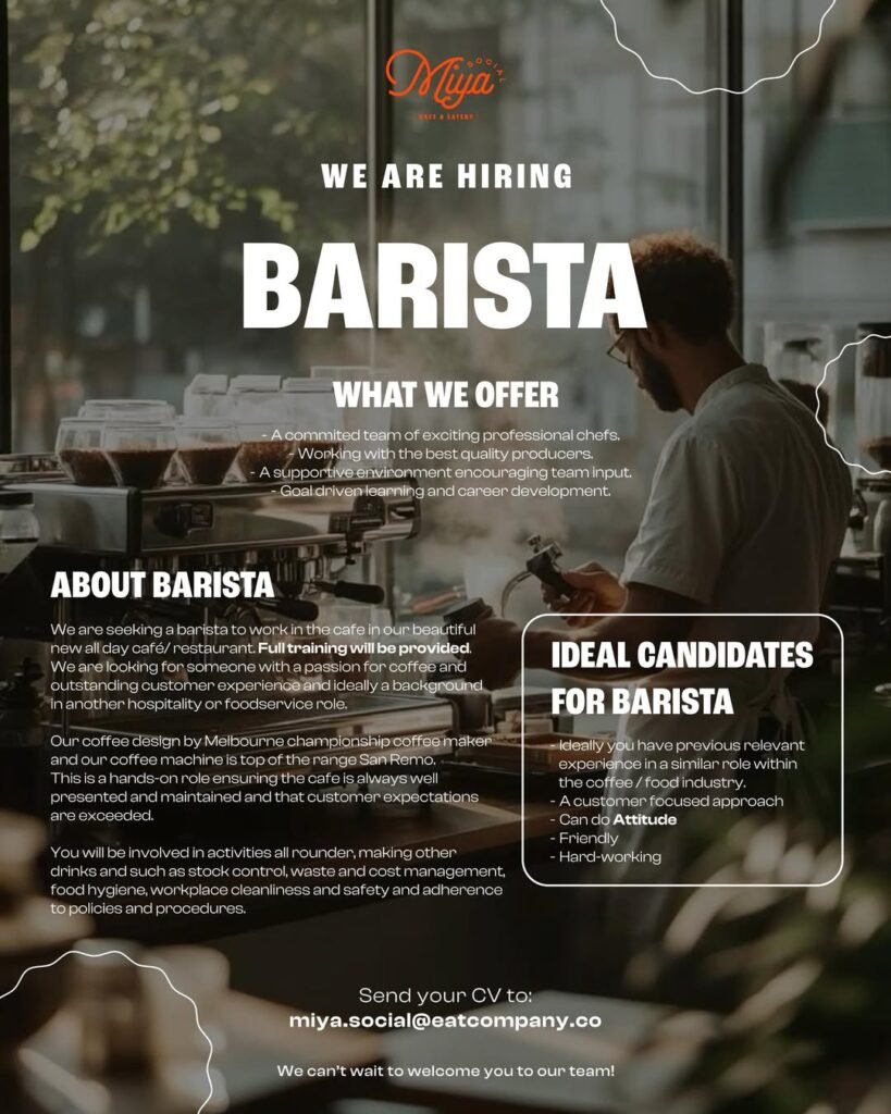 Lowongan Pekerjaan Barista di Miya Bali