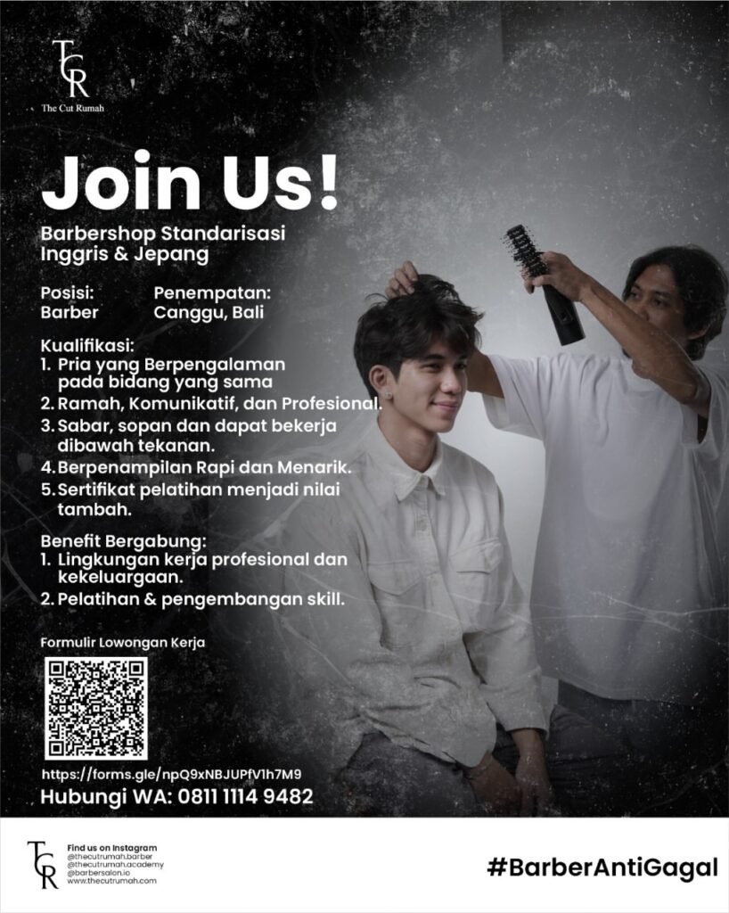 Lowongan Pekerjaan Barber di The Cut Rumah Canggu