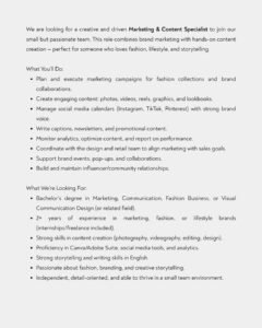 Lowongan Pekerjaan Boutique Supervisor & Marketing Specialist di The Aequus Studio