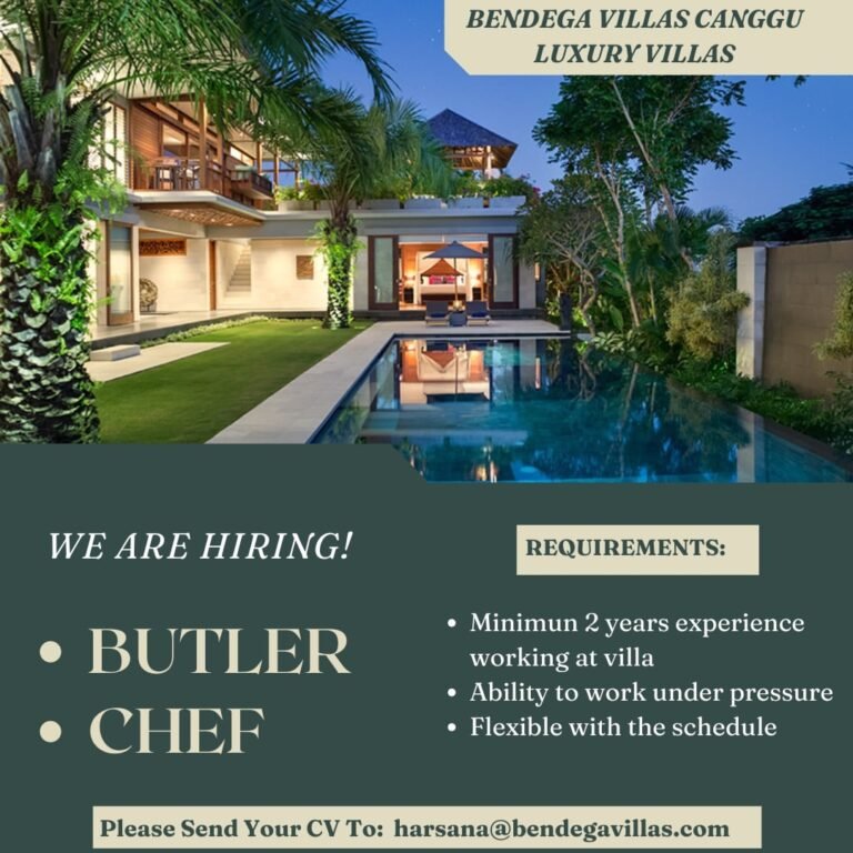 Lowongan Pekerjaan Butler & Chef di Bendega Villas Canggu