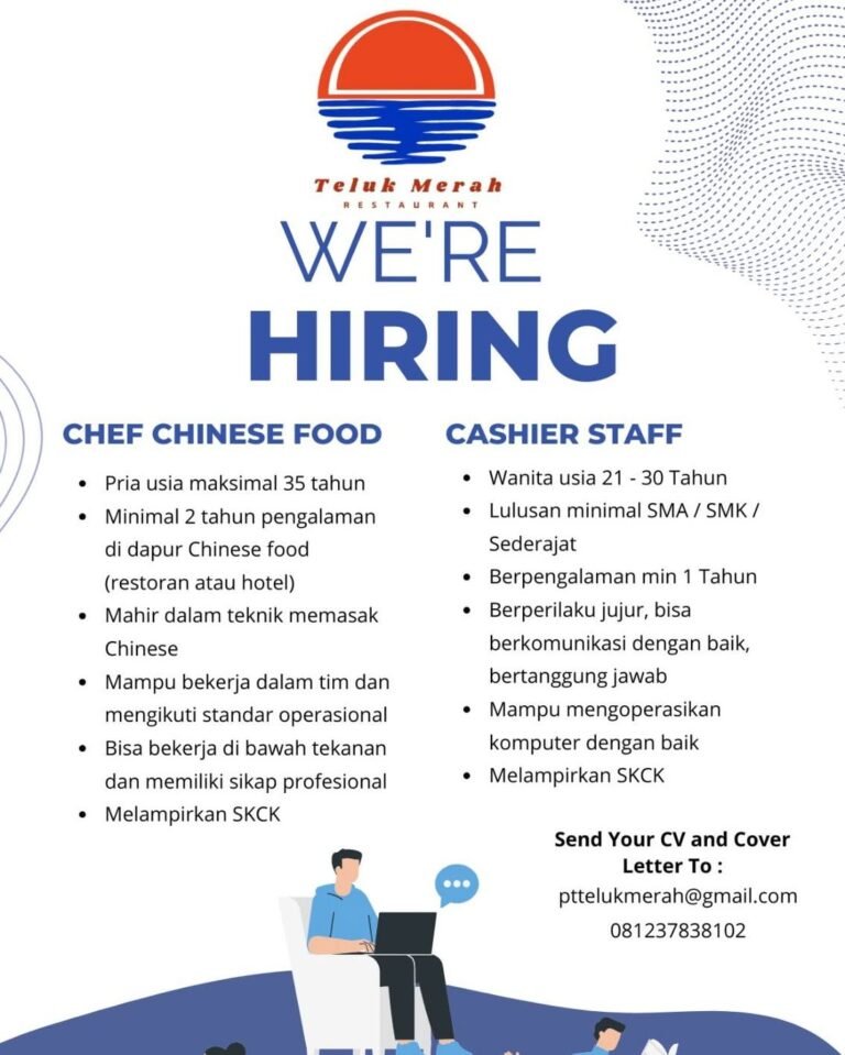 Lowongan Pekerjaan Chef & Cashier di Teluk Merah Restaurant