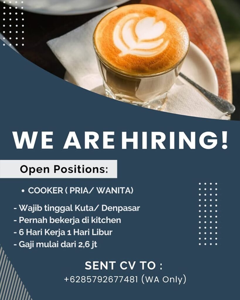 Lowongan Pekerjaan Cooker di Kuta/Denpasar