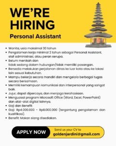 Lowongan Pekerjaan Content Creator, Sales, & Personal Assistant di Bali