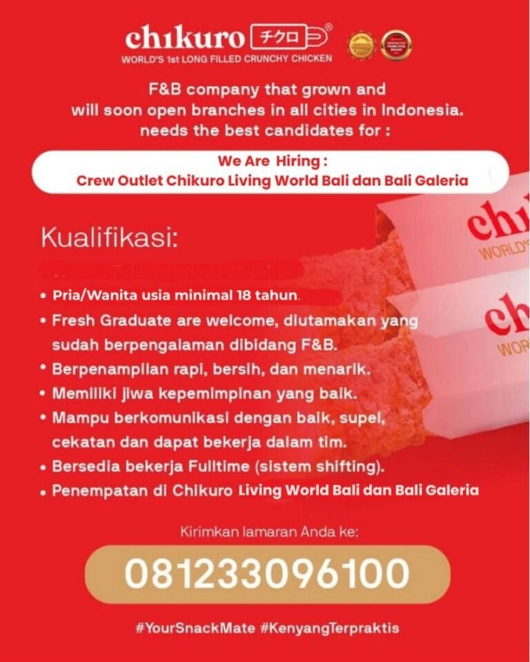 Lowongan Pekerjaan Crew Outlet di Chikuro (Living World & Bali Galeria)