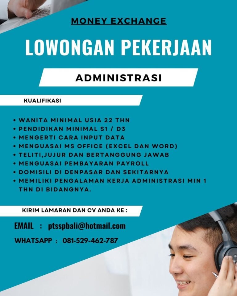 Lowongan Pekerjaan Administrasi & Customer Service di PT. SSP Bali Denpasar