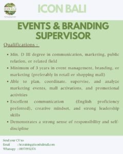 Lowongan Pekerjaan Event Supervisor, Concierge, & Engineering di ICON BALI