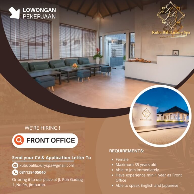 Lowongan Pekerjaan Front Office & Therapist di Kubu Bali Luxury Spa Jimbaran