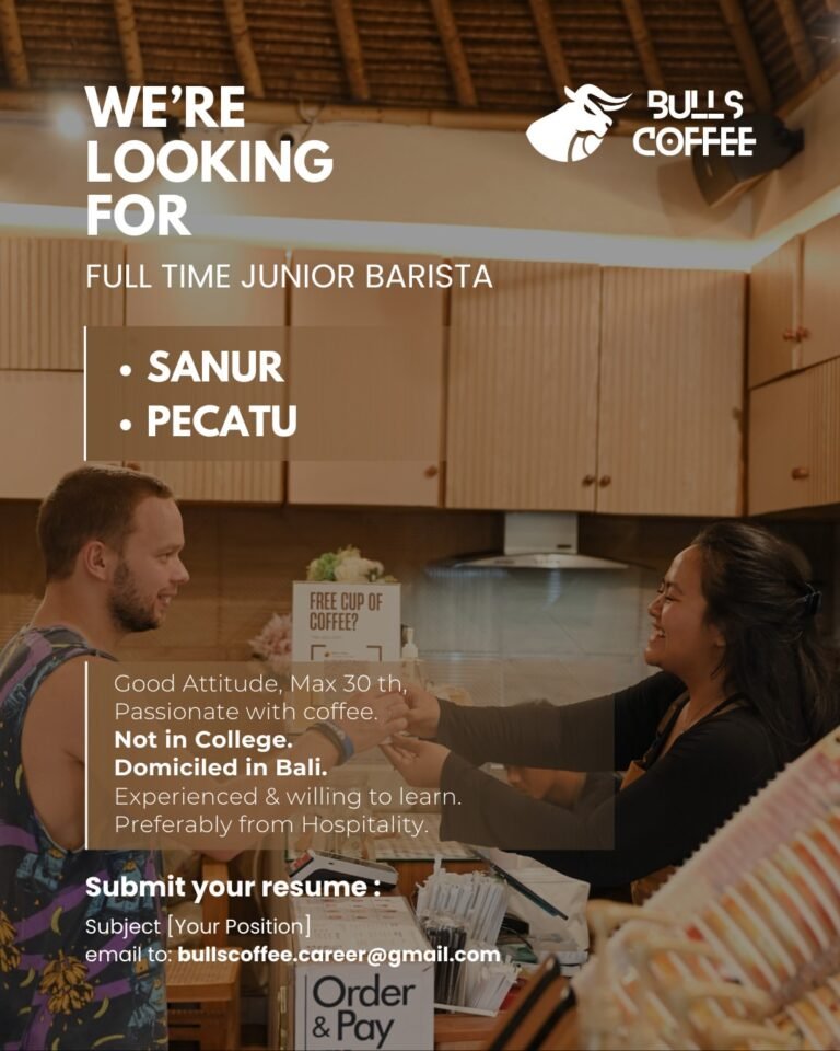 Lowongan Pekerjaan Junior Barista di Bulls Coffee (Sanur & Pecatu)