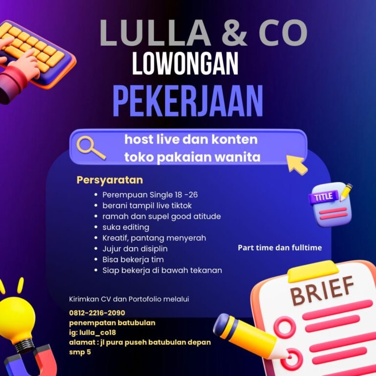 Lowongan Pekerjaan Host Live & Konten di Lulla & Co Batubulan