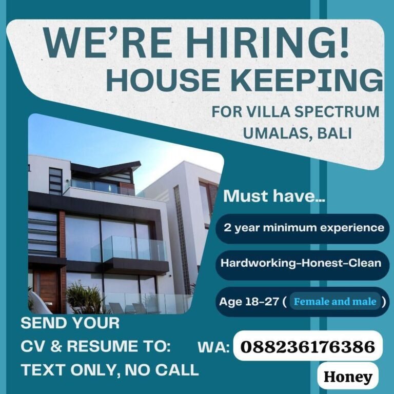 Lowongan Pekerjaan Housekeeping di Villa Spectrum Umalas, Bali