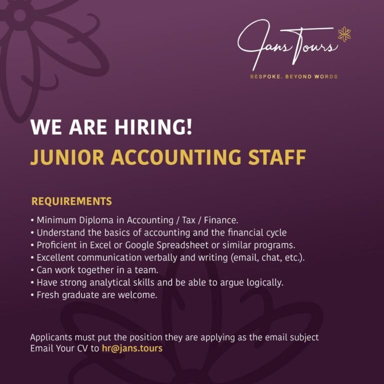 Lowongan Pekerjaan Junior Accounting Staff di Jans Tours Bali