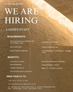 Lowongan Pekerjaan Nail & Lashes Staff di La Vita De Beauty Canggu