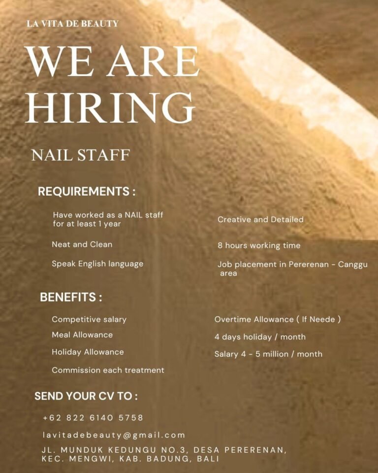 Lowongan Pekerjaan Nail & Lashes Staff di La Vita De Beauty Canggu