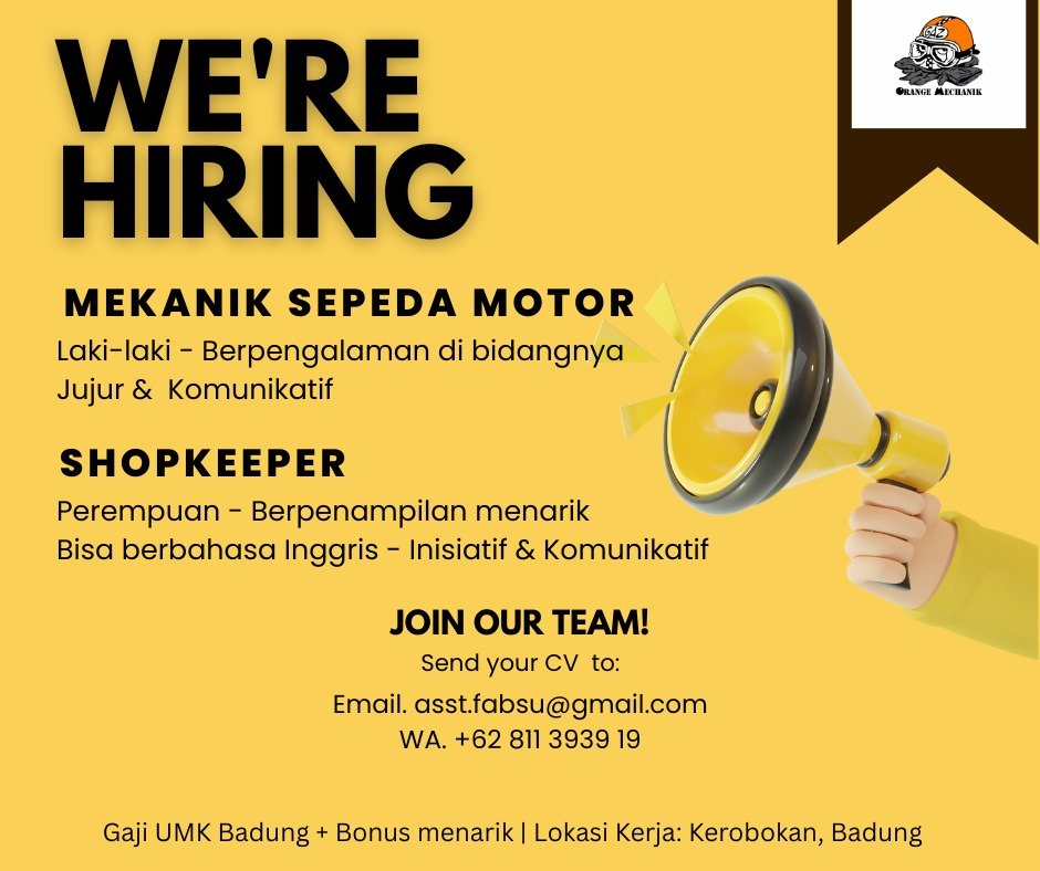 Lowongan Pekerjaan Mekanik & Shopkeeper di Gilange Mechanik Kerobokan