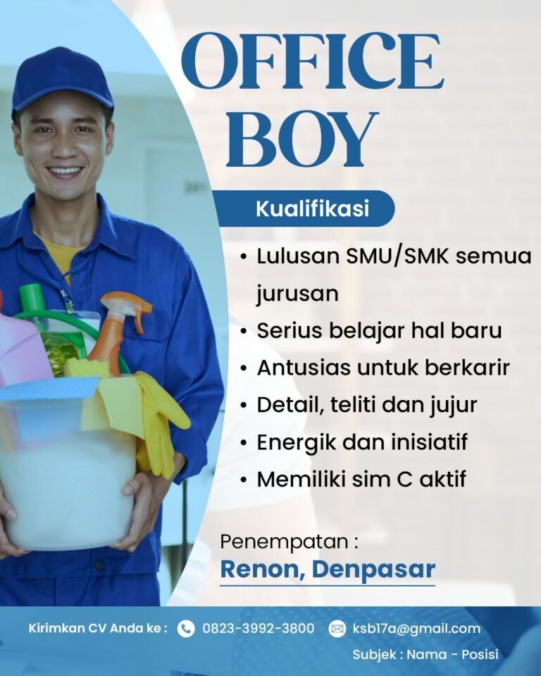 Lowongan Pekerjaan Office Boy di Renon Denpasar
