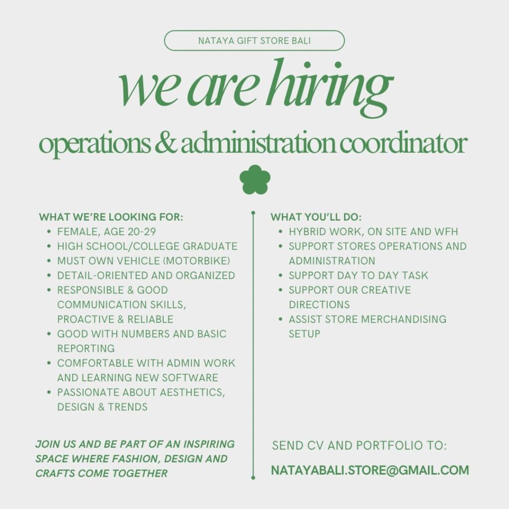 Lowongan Pekerjaan di Nataya Gift Store Bali
