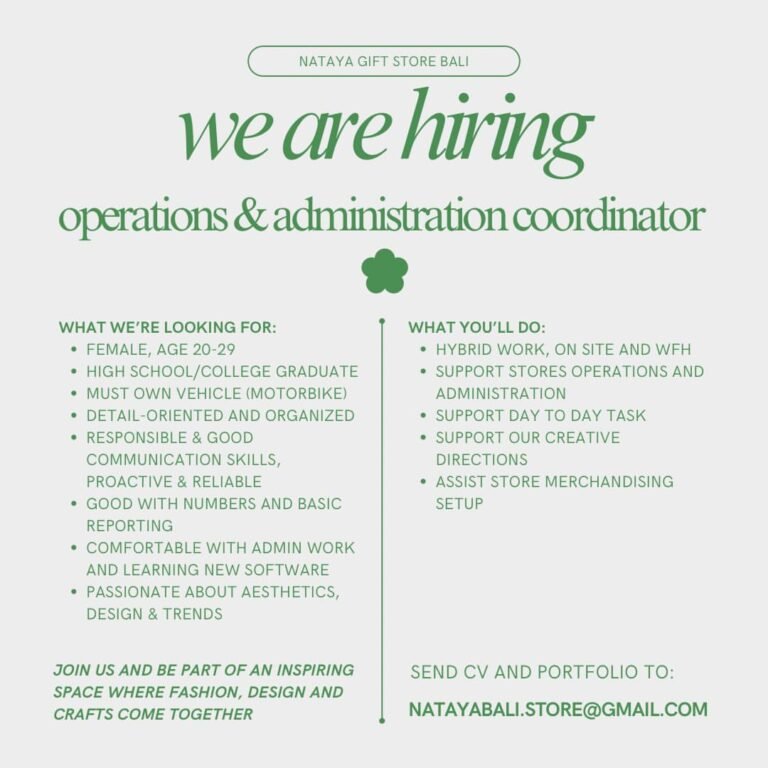 Lowongan Pekerjaan di Nataya Gift Store Bali