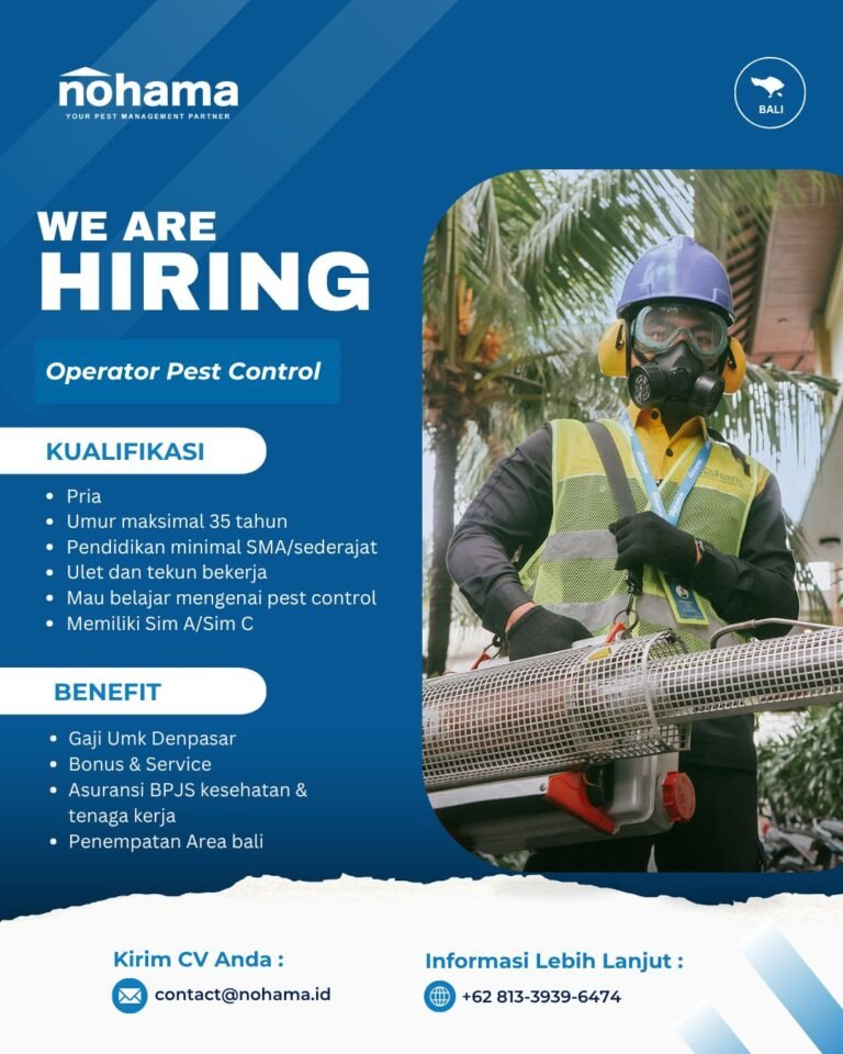 Lowongan Pekerjaan Operator Pest Control di Nohama Bali