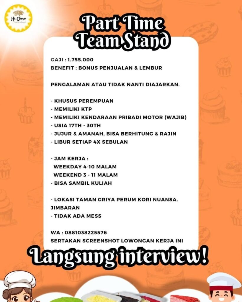 Lowongan Pekerjaan Part Time di Hi-Choco Jimbaran