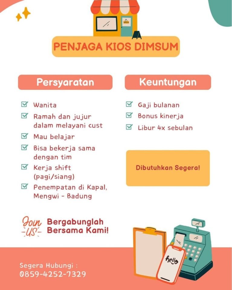 Lowongan Pekerjaan Penjaga Kios Dimsum di Mengwi