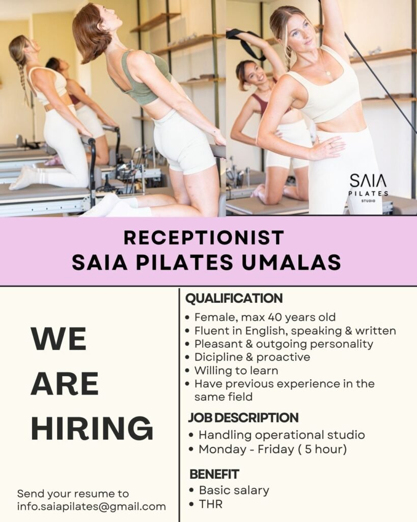 Lowongan Pekerjaan Receptionist di Saia Pilates Umalas