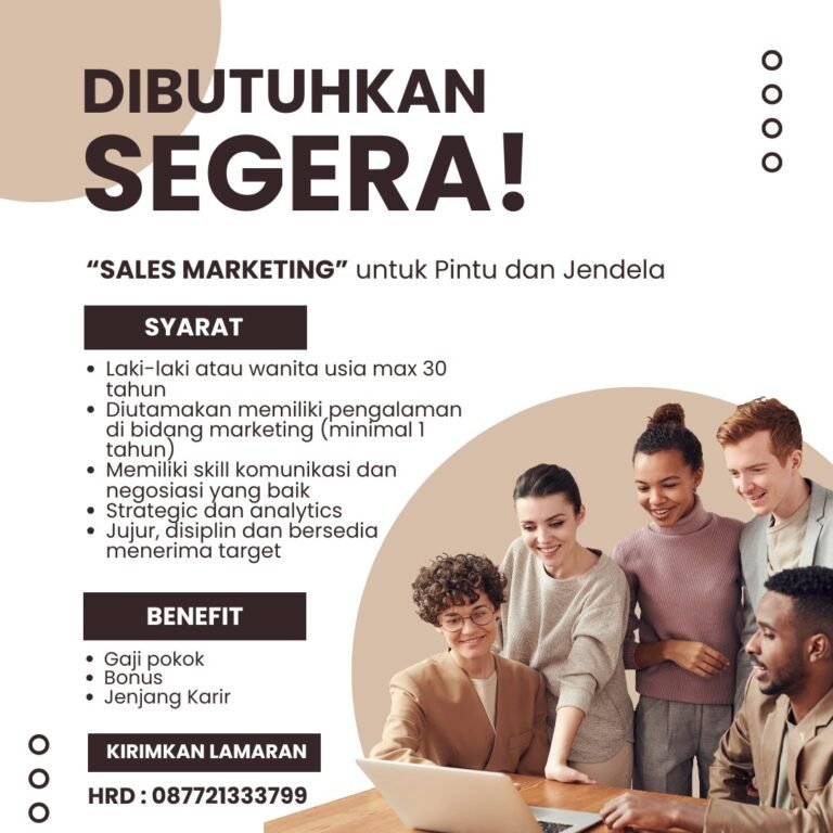 Lowongan Pekerjaan Sales Marketing Pintu & Jendela