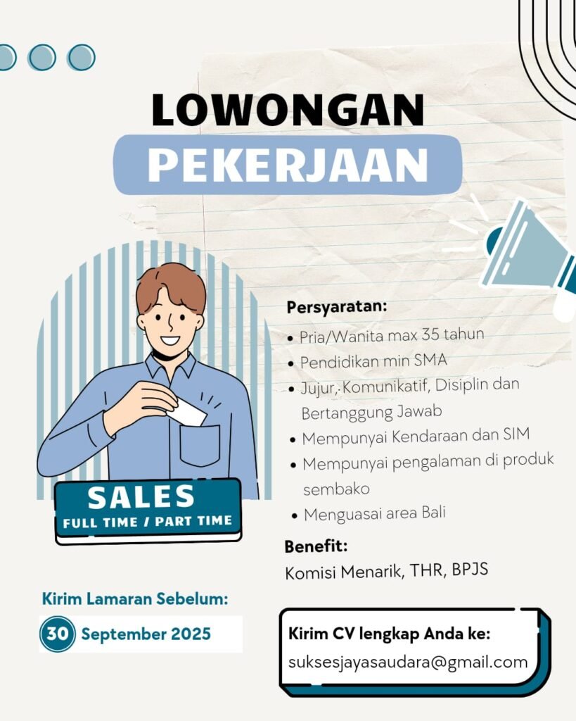 Lowongan Pekerjaan Sales Sembako di Bali