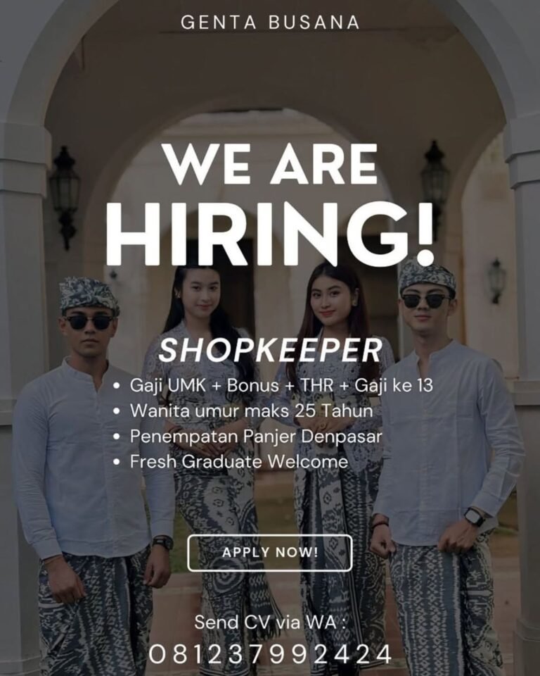 Lowongan Pekerjaan Shopkeeper di Genta Busana Denpasar