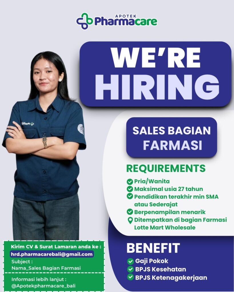 Lowongan Pekerjaan Sales Farmasi di Pharmacare Bali