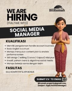 Dibutuhkan segera- Social Media Manager- Pengawas ProyekKirimkan cv dan lamaran and ake Email yg (1)