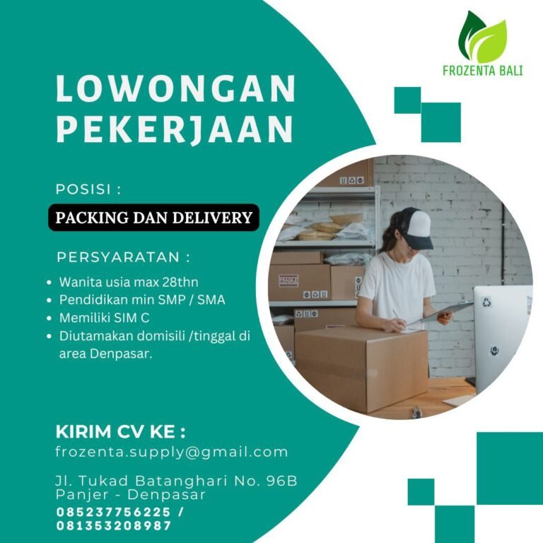 Lowongan Pekerjaan Packing dan Delivery di Frozenta Bali Denpasar
