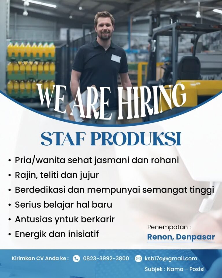 Lowongan Pekerjaan Staf Produksi di Renon Denpasar