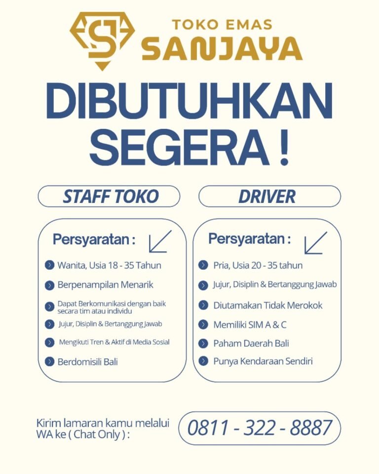 Lowongan Pekerjaan Staff Toko & Driver di ES Sanjaya Bali