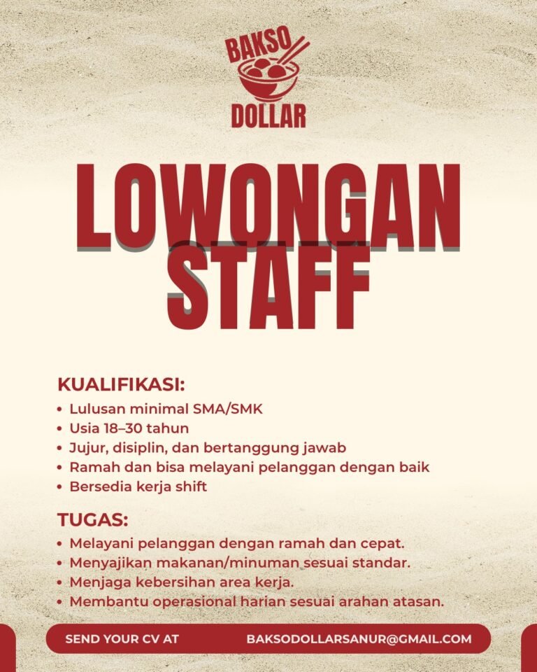 Lowongan Pekerjaan Staff di Bakso Dollar Sanur
