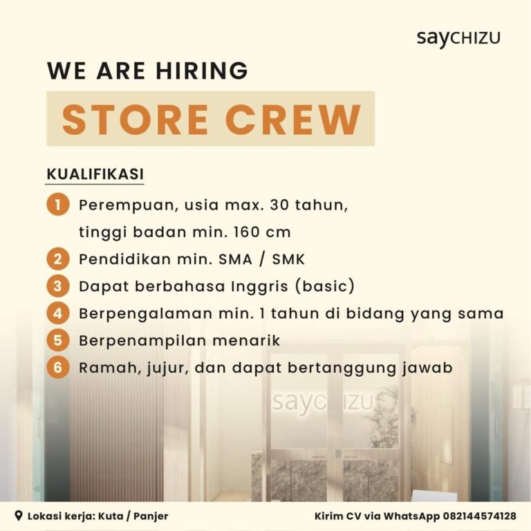 Lowongan Pekerjaan Store Crew di sayCHIZU