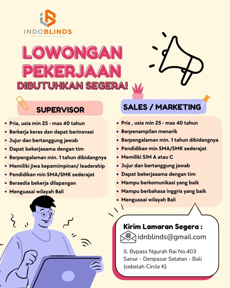 Lowongan Pekerjaan Supervisor & Sales di INDOBLINDS Denpasar