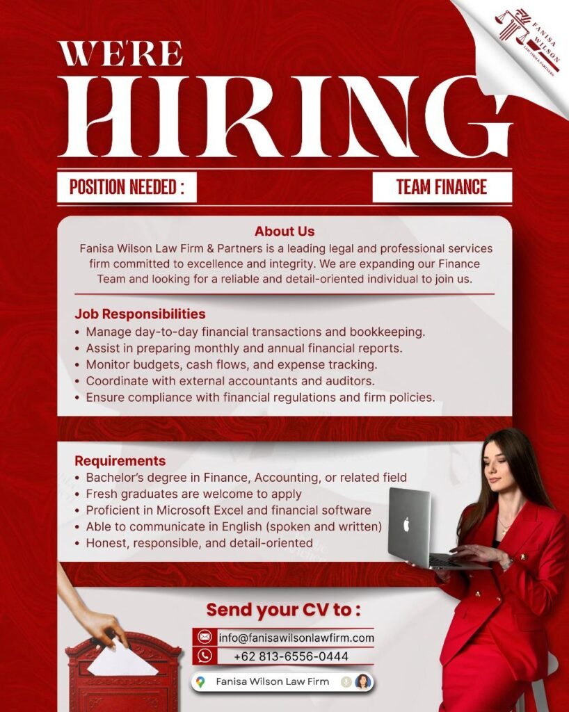 Lowongan Pekerjaan Team Finance di Fanisa Wilson Law Firm Bali