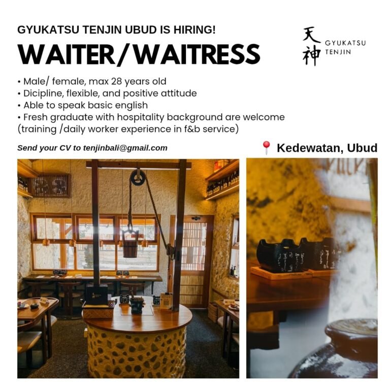Lowongan Pekerjaan Waiter/Waitress di Gyukatsu Tenjin, Ubud, Bali