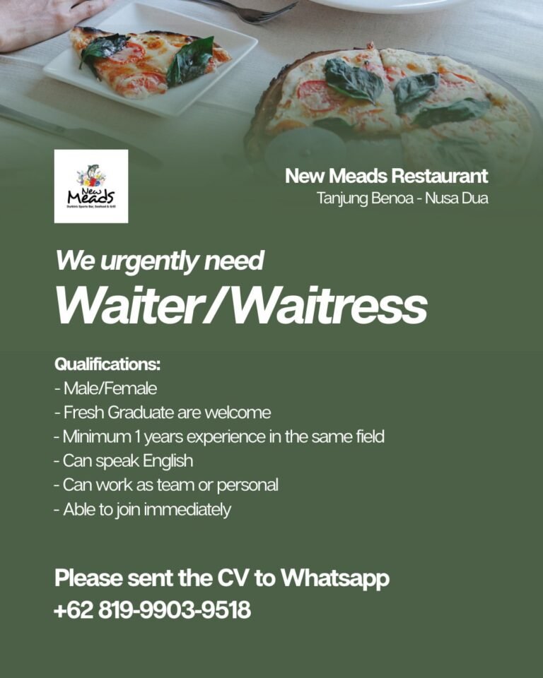 Lowongan Pekerjaan Waiter/Waitress di Meads Restaurant Nusa Dua