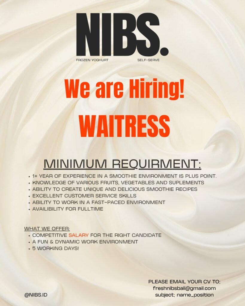 Lowongan Pekerjaan Waitress di Nibs Frozen Yoghurt