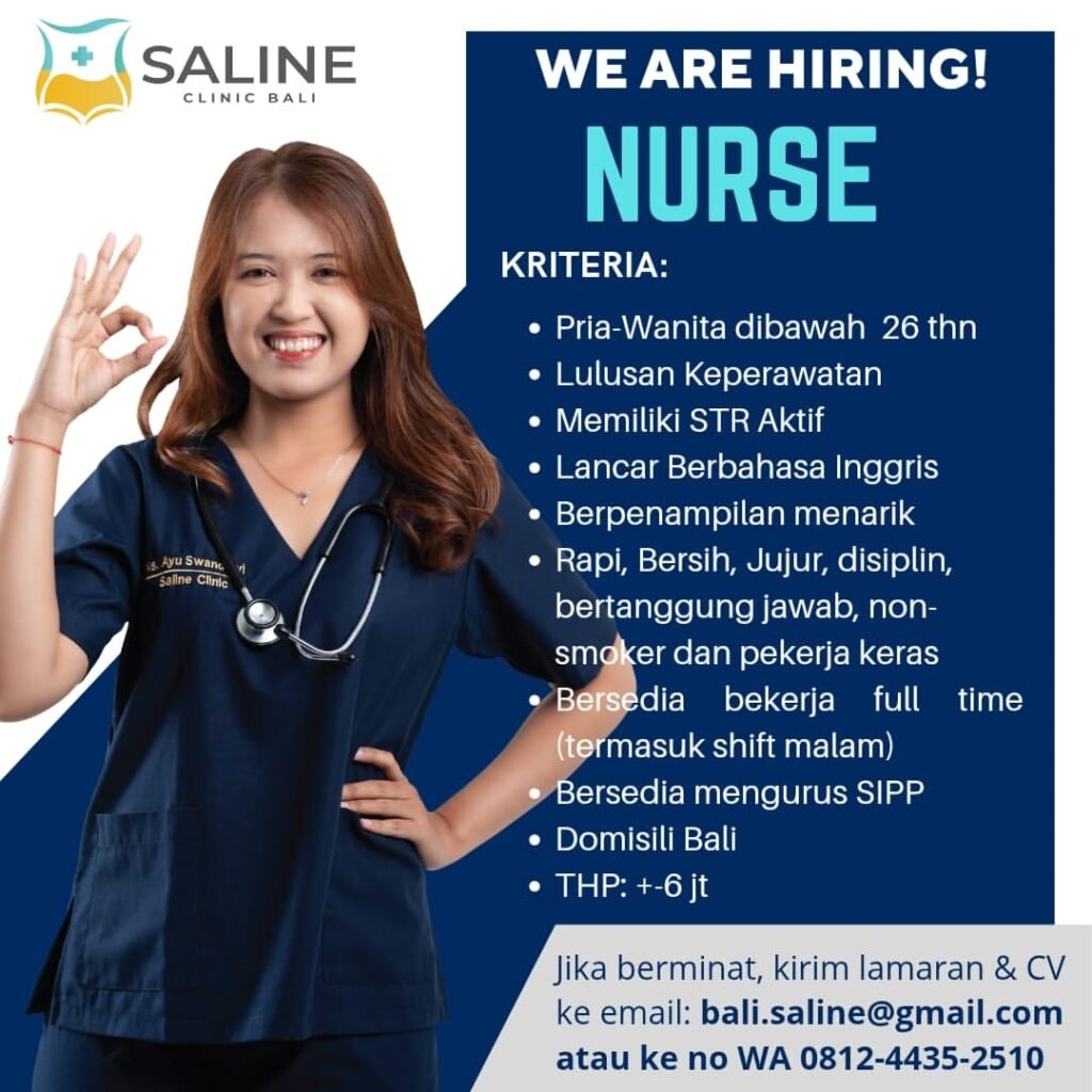 Lowongan Pekerjaan Nurse di Saline Clinic Bali