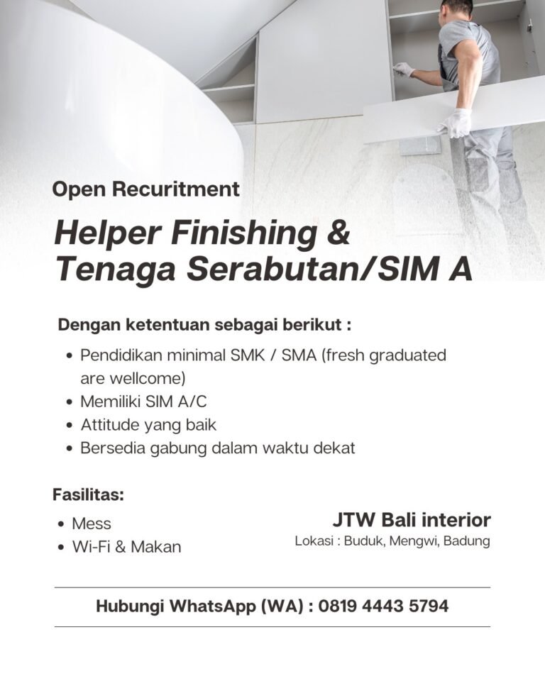 Lowongan Pekerjaan di JTW Bali Interior Badung