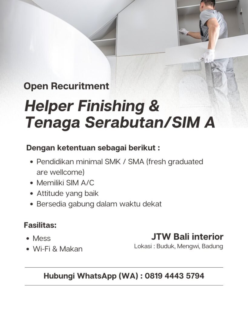 Lowongan Pekerjaan di JTW Bali Interior Badung