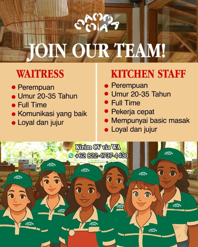 Lowongan Pekerjaan Waitress & Kitchen Staff