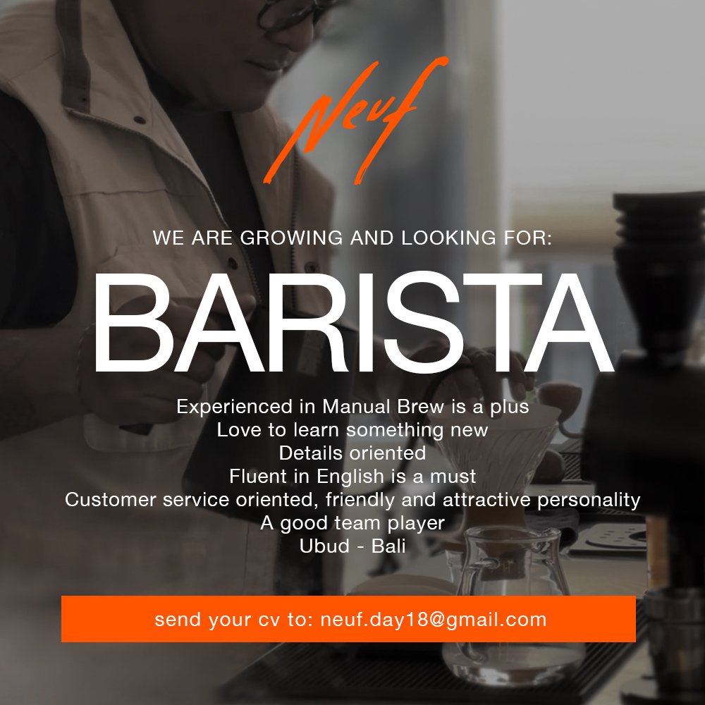 Lowongan Pekerjaan Barista di Ubud