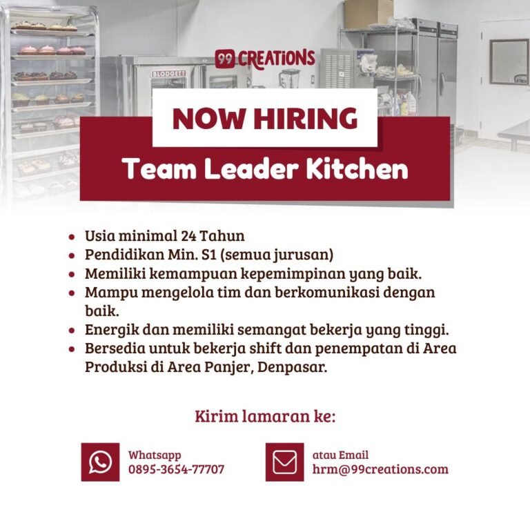 Lowongan Pekerjaan Team Leader Kitchen di Blodgett Creations Denpasar